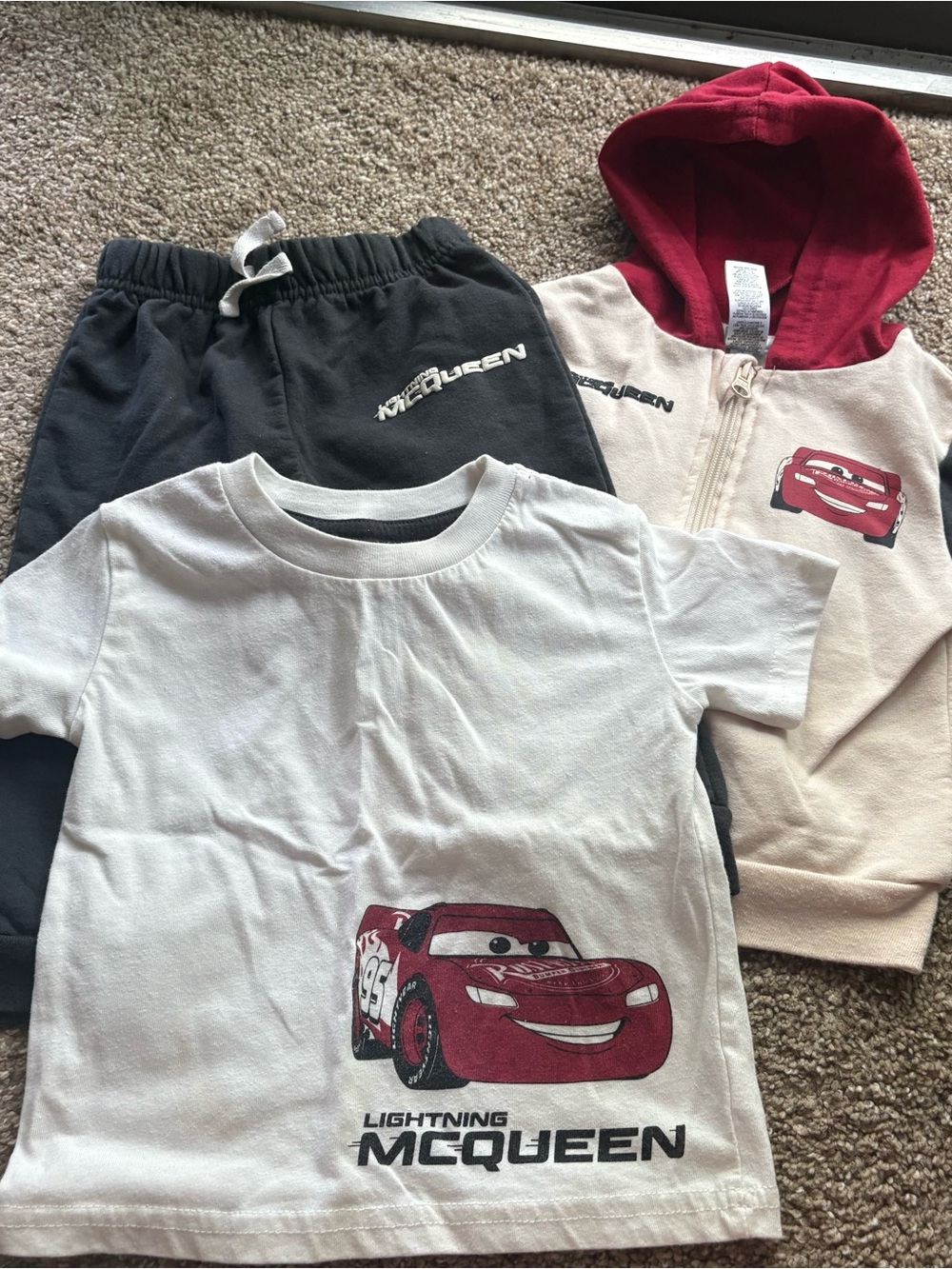 Disney Lightning McQueen Kids Matching Set in White, Red, Black